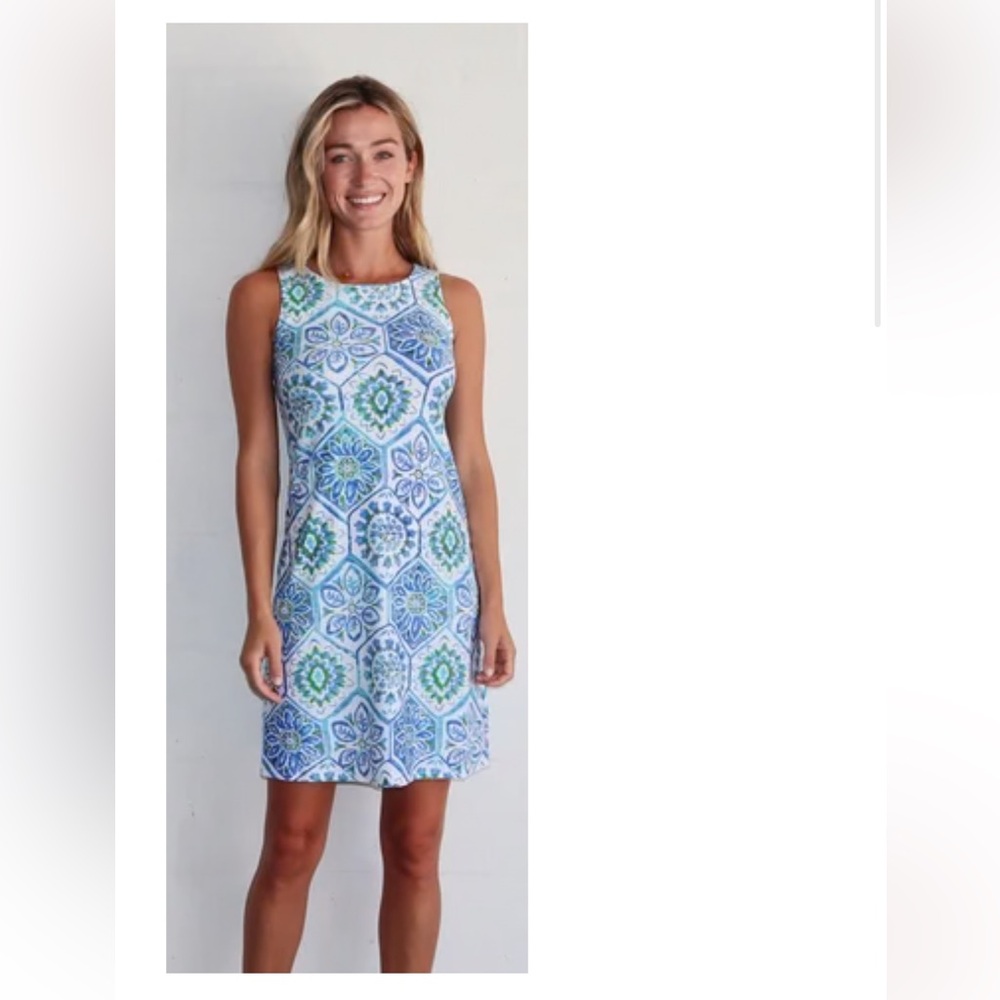 JUDE CONNALLY WOMENS BETH DRESS IN MOSAIC TILE PERIWINKLE size small